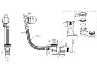 Перелив с сифоном Triton Щ0000039638 60 см плоский